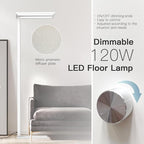 STERREN 76" Led Floor Lamp, 120W White Modern Free-Standing Lamp,9100LM Dimmable Full Spectrum Eye-Care Tall Reading Lamp for Study Room,Office,Meeting Room,4000K Natural Daylight