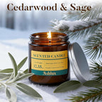 Sage and Cedar Candle for Cleansing,12.35oz Scented Candles with 8% Essential Oils,70 Hour Burn Time Soy Wax Candles for Home Decor,Reading,Jar Candle Gifts for Men and Women