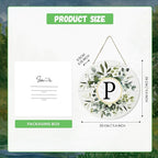Smile Monogram Letter P Wreaths Wooden Welcome Sign, Family Last Name Initial Front Door Wall Decoration, Floral Spring Summer Porch Rustic Home Kitchen Decor