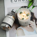 Crystal Vibe Verbena Scented Candle with Green Fluorite Crystals and Lily Petals for Home Decor - Crystal Candle for Positivity - Aromatherapy Candles - Gifts for Christams Birthdays