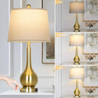 26" Gold Table Lamp for Living Room Single, Touch Control Bedside Lamp for Bedroom, 3-Way Dimmable End Table Lamp for Nightstand with USB Charging Port (1 Pack)