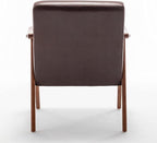 Accent Chair with Microfiber Upholstery and Solid Wood Frame, Classic Mid-Century Modern Living Room Furniture for Extra Seating, Dark Brown
