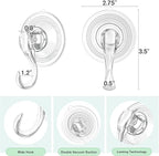 VIS'V Wreath Hanger, Large Suction Cup Wreath Hooks with Wipes, Heavy Duty, 22 LB Capacity, Removable and Reusable, Clear, 6 Pcs