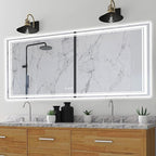 60x40 Inch Led Mirror for Bathroom with Front Light and Backlit, Bathroom Mirror with Led Lights, Vanity Mirror with Lights for Wall, Anti-Fog, Dimmable, Memory Function, Tempered Glass