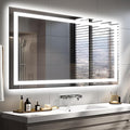 48"x32" LED Bathroom Mirrors for Wall, Front and Backlit Mirror, Anti-Fog Vanity Mirror with Lights, Stepless 3 Colors Dimmable Lighted Mirror(Horizontal/Vertical)