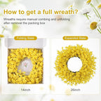 26 Inch Spring Wreaths for Front Door Large Forsythia Floral Summer Door Wreath Outdoor All Season Wild Wreath for Easter Valentines Home Living Room Porch Yard Window Farmhouse Decor (Yellow)