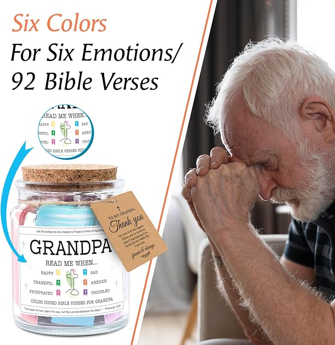 NewEleven Gifts For Grandpa - Christian Present, Grandpa Gifts From Granddaughter, Grandson - Grandpa Birthday Gift For Grandfather, New Granddad, PaPa - Bible Verse Jar