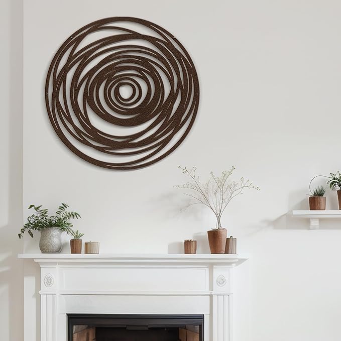 SIGNLEADER Metal Wall Art Decor Abstract Geometric Circles Minimalist Modern Abstract Wall Sculpture Hangings Home Decoration for Living Room, Bedroom, Bathroom, Kitchen, Outdoor - 30" Bronze
