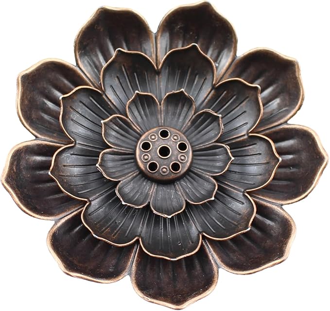 RLECS 4PCS Zinc Alloy Lotus Incense Holder 3.23 Inch Incense Ash Catcher Suitable for Living/Studies/Yoga/Tea Room