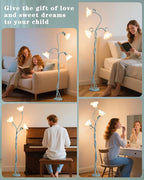 Flower Floor Lamp for Bedroom - 3 Color Temperatures Decorative LED Tall Standing Lamp for Reading with Flexible Neck for Bedroom Living Room Office Corner (Powder Blue)