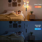 New Upgraded 72" Tall Dimmable Floor Lamp, 3 x 800LM 9W LED Bulbs Included, Farmhouse Standing Lamp with Remote Control, Industrial Tree Pole Floor Lamps for Living Room, Bedroom, Study Room - Silver