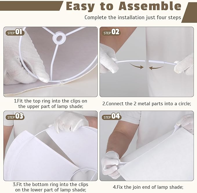 16Inch Large White Linen Lamp Shades Set of 2,Classic Empire Style Fabric Lampshade for Table Lamps and Floor Lamps,Elegant Replacement Light Shade,Linen Lamp Shades with Spider Fitter and Harp