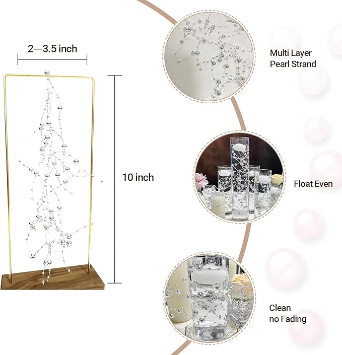 12pcs Pearl String for Wedding Centerpiece, Vase Filler and Decor for Floating Candles - Silver