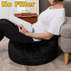 Asuprui Pouf Ottoman Floor Pouf Cover Ottoman Foot Rest NO Filler 20x20x12 Inches Round Poof Seat Floor Bean Bag Chair Foldable Floor Chair Storage for Living Room Bedroom Cover ONLY Black