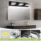 OKELI Bathroom Light Fixtures Black Modern 3-Lights Vanity Light Over Mirror LED Dimmable 350° Adjustable Lamp Head 24W 6000K Cool White ETL Listed 24 Inch