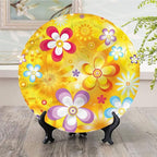 Ceramic Plates, Floral Decorative Ceramic Plates, Vibrant Daisies Cheerful, 10 Inch, for Dining, Parties, Wedding, Multicolor