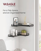 VASAGLE Corner Shelf Wall Mount Set of 2, Corner Floating Shelves, Small Corner Wall Shelf for Decor Storage, for Living Room Bedroom Kitchen Bathroom, Black ULLS831B22