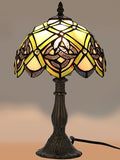 KY&BOSAM Irish Celtic Tiffany Table Lamp Shamrock Style Desk Lamp Stained Glass Night Light 14 Inch Tall 8 Inch Wide Shade Beside Lamp 1 Bulb Antique Zinc Base for Home Bedroom St Patrick's Day Decor