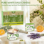 6 Pack Sage Candles Gift Set - Natural Soy Wax Candle Smokeless Clean Burn, Calming Aromatherapy Candles for Home Relaxation, Home Office & Gifting