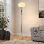 Floor Standing Tall Lamp Milk Glass Floor Lamp with Plug Switch Button for Living Room Bedroom Home Office