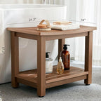 HDPS Shower Bench Seat, Poly Lumber Bathroom Stool for Inside Shower Waterproof, Foot Rest Stool for Shaving Legs with Adjustable Feet, Plastic Spa Bath Chair Seat for Bathroom, Non-Slip, Brown