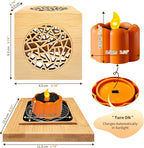Bamboo Incense Burner & Sage Holder, Multi-Use Incense Holder with Solar & Flameless Candles, Solar LED Ambient/Mood Light, Solar Candle Lights, LED Night Light Bedside Lamp, 8-12H Charging
