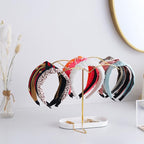 Headband Holder with Ceramic Jewelry Tray,Headband Organizer for Women Girls,Hair Hoop Band Ear Display Stand,Aesthetic Vanity Hair Accessories Organizer for College Dorm Room Gold Decor