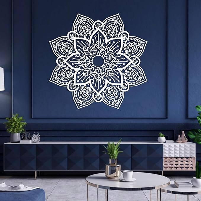 BIANGING Metal Mandala Flower Wall Art, Large Metal Round Mandala Wall Decor, Lotus Flower Wall Decor, Modern Farmhouse Wall Art for Living Room, Bedroom, Office and Yoga Room (Gold, 28"x28"/70x70cm)
