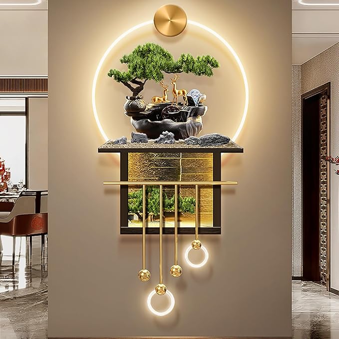 3D Wall Sculptures Hanging with Led Light, Welcoming Pine Wall Decor Art, 3D Wall Sculpture Painting Decoration, Living Room Corridor Decorative Landscape Painting Wall Hanging Art with Led Light(C,47