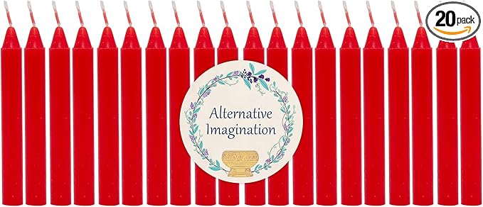 Alternative Imagination Red Chime Candles - 20 Pack of Unscented 4 Inch Mini Taper Candles - Dripless Long Burning Ritual Candles for Meditation, Spell Work, Birthdays, Ceremonies & Home Decor