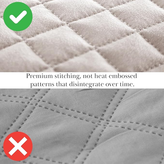 Southshore Fine Living, Inc. Twin Quilt Bedding Set, Soft Brushed Microfiber XL Twin Bedspread Coverlet, Stain & Pet Hair Resistant Bedding, XL Bedspread with Matching Pillow Sham, Natural Beige
