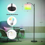 SUNMORY ARC Floor lamp, Smart APP Remote Control Standing Floor lamp with RGB Bulb, Tall Lamp with Hanging Lampshade, Dimmable Floor Lamp, Modern Floor Lamps for Living Room, Bedroom, Office