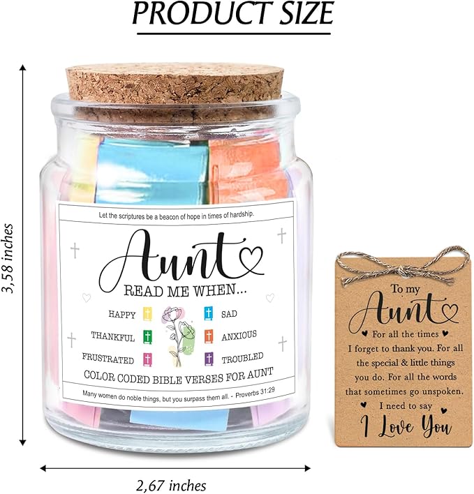 NewEleven Gifts For Aunt - Aunt Birthday Gifts From Niece, Newphew, Kids - Auntie Gift Ideas, Christian Gift For Aunt, Auntie - Bible Verse Jar