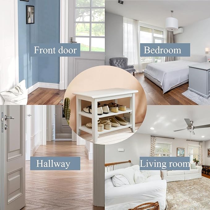 Shoe Rack Bench for Entryway with Storage, 32", 3-Tier Wooden Shoe Bench for Hallway, Front Door, Entrance, White