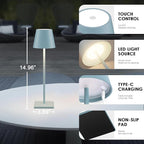 2 Packs Rechargeable LED Table Lamp,Outdoor Cordless Table Lamp Waterproof Portable, Stepless Dimmable Modern Lamp for Restaurant/Bedroom/Outdoor (Blue)