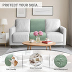 Recliner Sofa Covers 100% Waterproof Velvet L Shape Recliner Couch Covers for Dogs Pets Washable Anti Slip 1 Additional Couch Cover for Reclining Couch (Additional Seat, Sage Green)