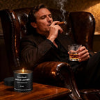 Men's Scented Candle, Saddle Leather - Luxury Masculine Aromatherapy Soy Wax Candle with 8% Essential Oils, Strong Scented Long Lasting 40 Hours, 8oz Tin, Gift Candles for Men