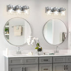 Bathroom Vanity Light, 3 Light Bathroom Light Fixtures with Clear Glass Shade, Polished Chrome Vanity Light Fixtures Over Mirror for Bedroom Living Room,E26