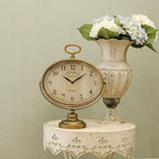 NIKKY HOME Antique Table Clock, Gold Retro Desk Clock with Silent-Non-Ticking Battery Operated Rustic Desk Clock for Living Room, Tabletop, Countertop