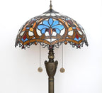 Tiffany Floor Lamp Stained Glass Floor Light Bright Lighting Rustic Standing Lamp Vintage Unique Bronze Reading Corner Lamp for Home Decor Living Room Bedroom 16X16X64 Inches