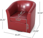 Christopher Knight Home Daymian PU Swivel Club Chair, Red 29D x 30W x 30.25H Inch