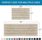 H.VERSAILTEX Bathroom Rug Sets 2 Piece Bath Mats Non Slip Thick Soft Chenille Striped Bath Rug achine Washable Shower Floor Rugs for Tub, Shower and Floor (Fog, 47" x 17"/17" x 24")