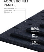 Fluxynara Felt Bulletin Board Tiles Large 48" x 36" Cork Board Alternative-12 Pack with 70 Adhesive Tabs, Thick Slat Wall Panels for Office Decor, Push Pin Board Wall Organizer Alternative -Navy Blue