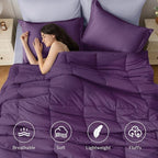 JOLLYVOGUE California King Comforter Set, Ultra-Soft Bed in a Bag Cal King Size 7 Pieces, Oeko-TEX Certified Bedding Set With Down Alternative Comforter, Sheets, Pillowcases & Shams, Purple & Lavender
