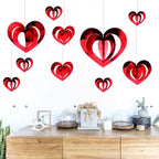 Deloky 32 Pcs Valentine's Day Heart Hanging Foil Decorations, Swirl Red Hearts Ornaments, 3D Heart Garland Ornaments for Valentine's Day Wedding Anniversary Tree Party Decoration
