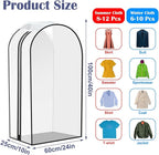 Clear Garment Bags for Hanging Clothes Gusseted Storage Covers PEVA Material Breathable Side Zipper Closet Organizer for Dresses Coats Suits 4 Pack 40" x 24" x 10"
