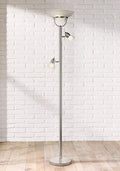 360 Lighting 3-in-1 Design Modern Torchiere Floor Lamp Dimmable Tree 3-Light 70" Tall Brushed Nickel Pole White Glass Shades for Living Room Reading House Bedroom Home Office