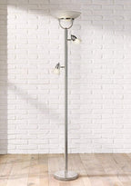 360 Lighting 3-in-1 Design Modern Torchiere Floor Lamp Dimmable Tree 3-Light 70" Tall Brushed Nickel Pole White Glass Shades for Living Room Reading House Bedroom Home Office