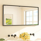 TETOTE 48" x 24" Black Bathroom Vanity Mirror for Over Sink Beveled Frame, Black Rectangle Metal Framed Bathroom Wall Mirror, Tempered Glass, Modern Farmhouse Bedroom, Entryway, Living Room