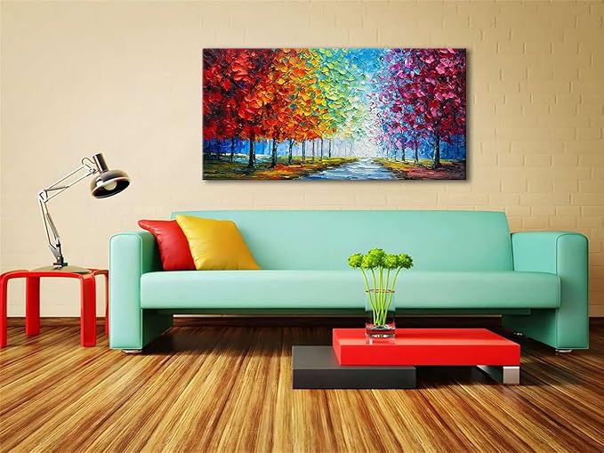 zoinart Colorful Oil Painting on Canvas, Abstract Landscape Wall Art, Texture Painting Wall Art, Modern Wall Painting for Living Room Deco